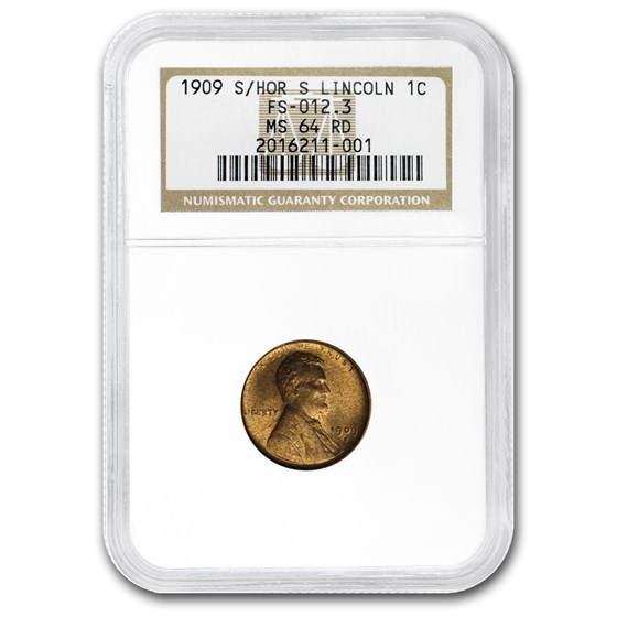 1909-S Lincoln Cent MS-64 NGC (Red, S/Horizontal S) 1909-S Lincoln Cent MS-64 NGC (Red, S/Horizontal S)